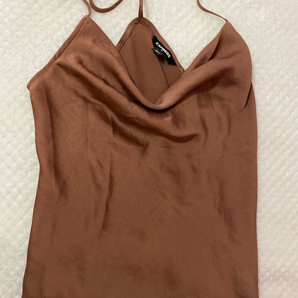 rose gold/pink cowl neck tank top